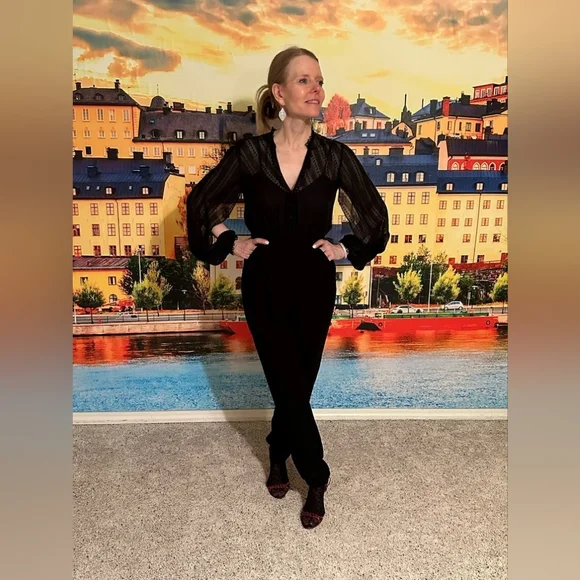 Three Floor Black Jumpsuit L 10 - Picture 1 of 16